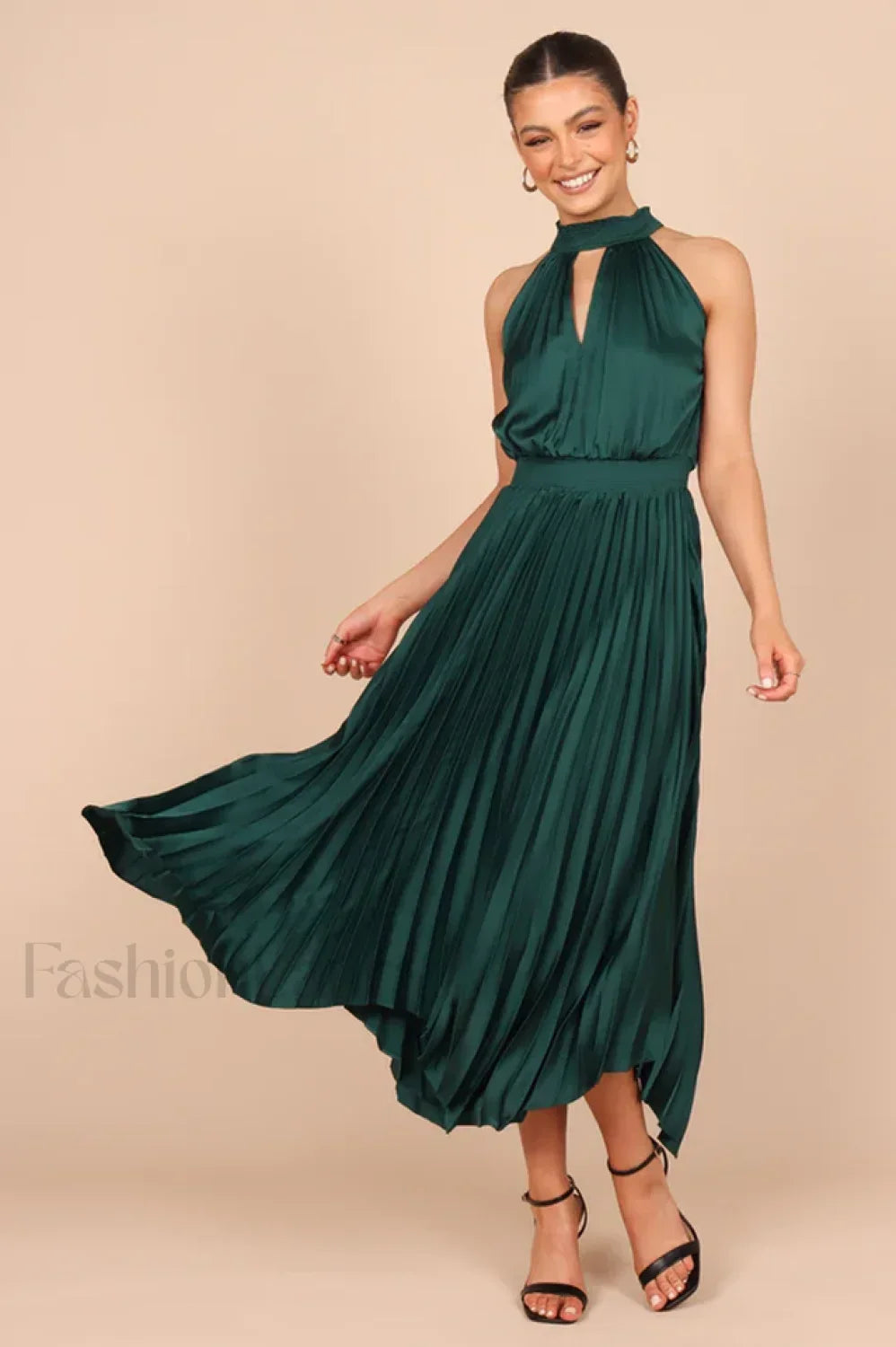 Dominique Elegant Midi Dress S / Emerald