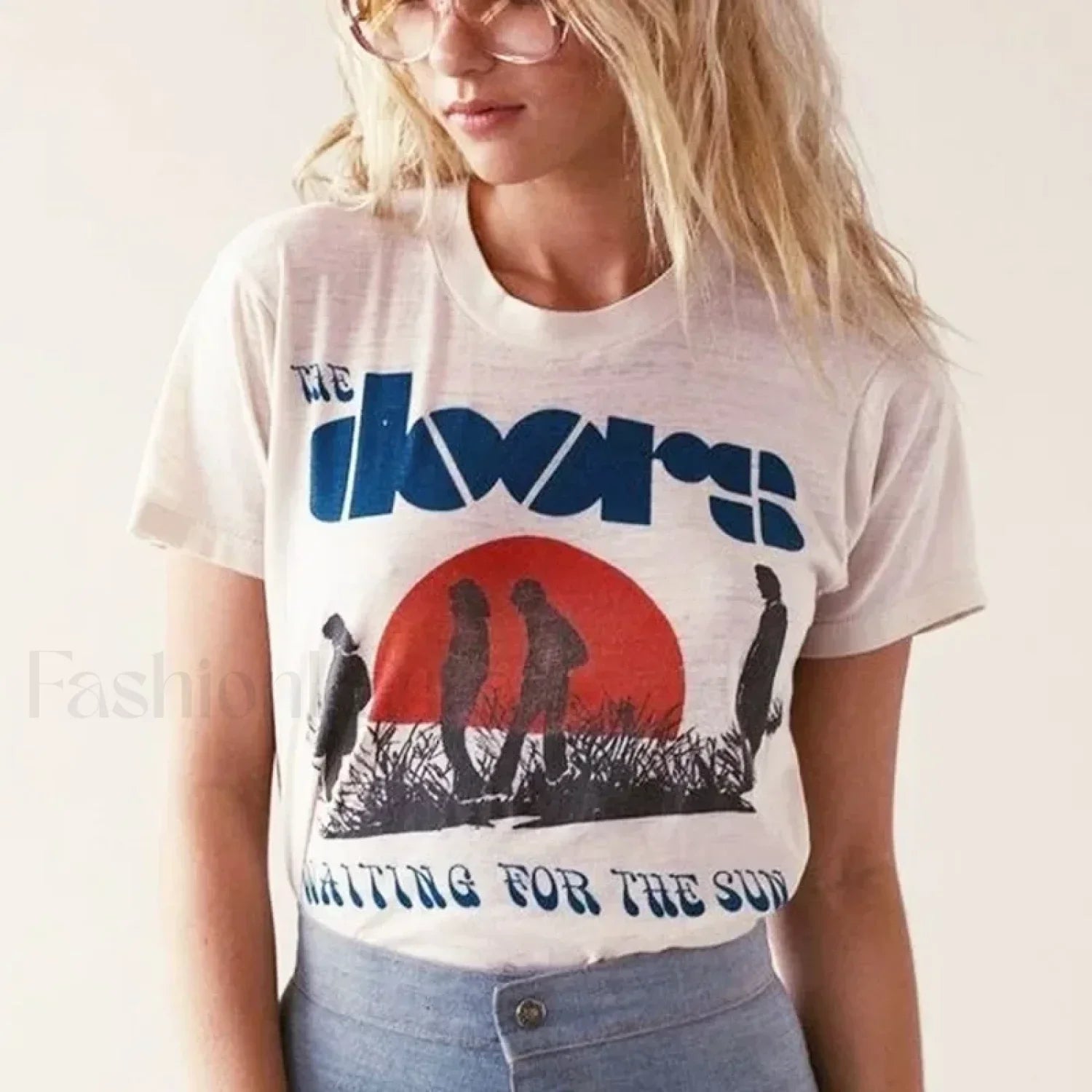 Doors Sun Print Kawaii Vintage Aesthetic T-Shirt