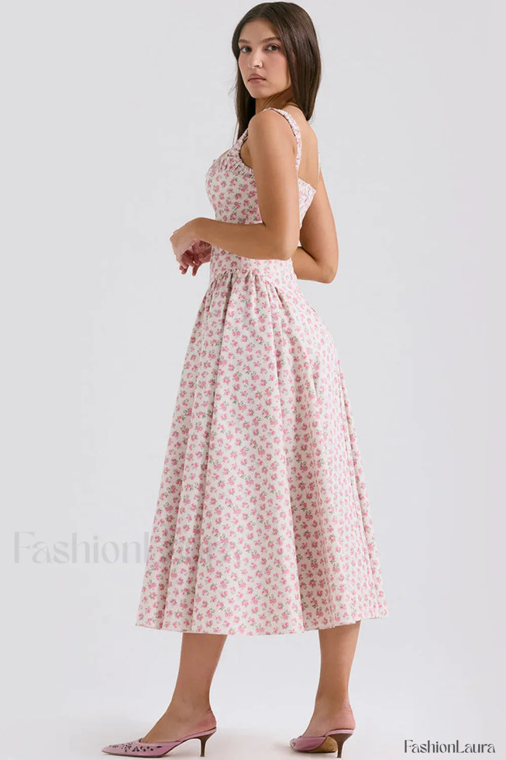 Dorothy White Stylish Rosebud Print Sundress