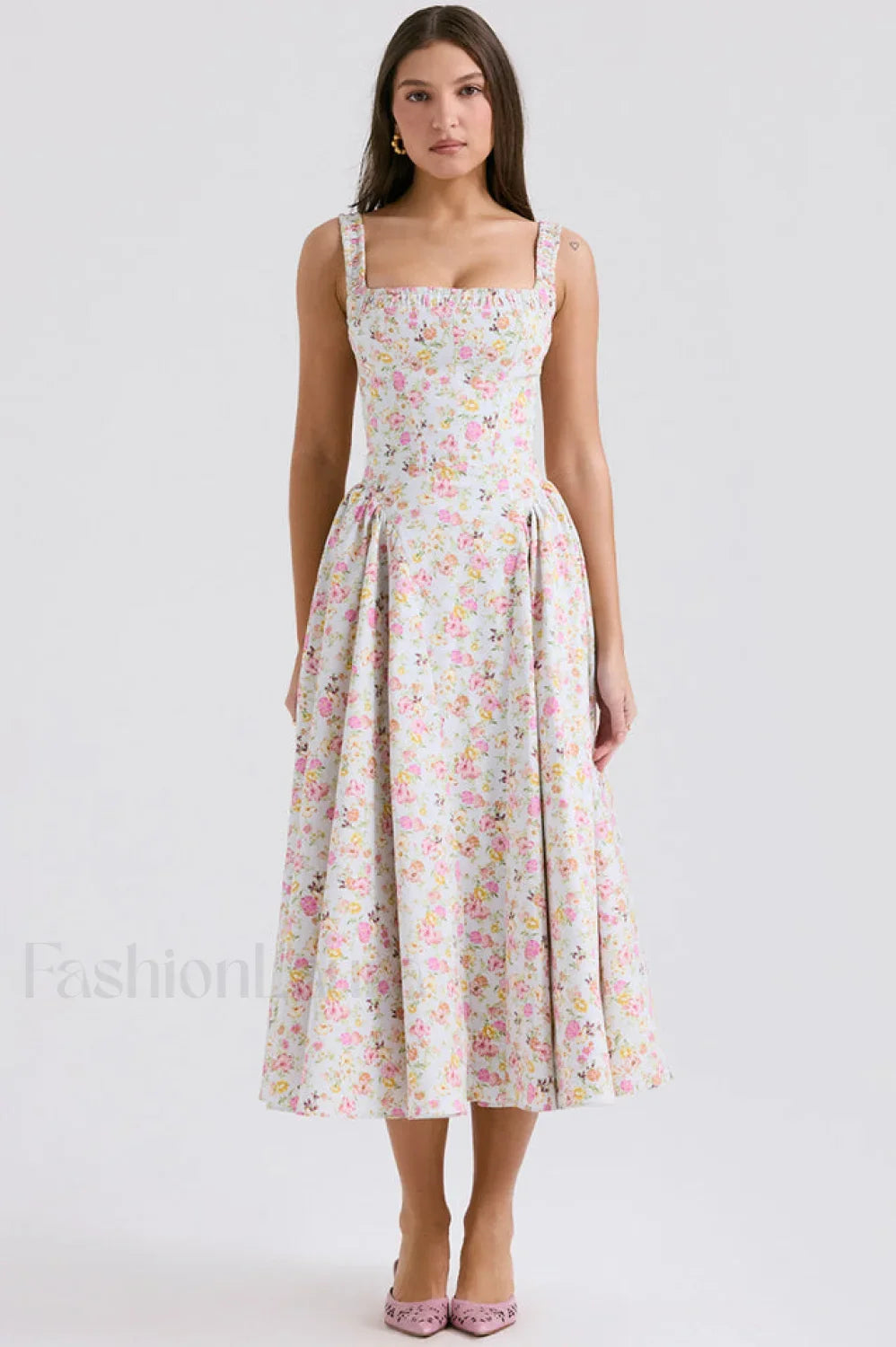 Dorothy White Stylish Rosebud Print Sundress