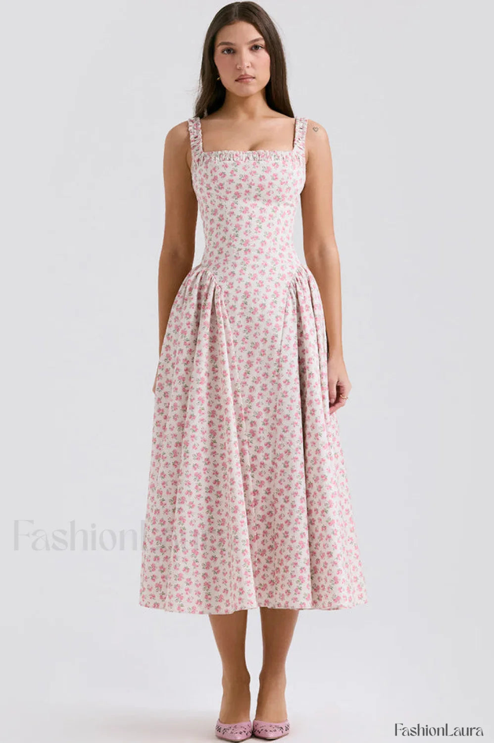 Dorothy White Stylish Rosebud Print Sundress