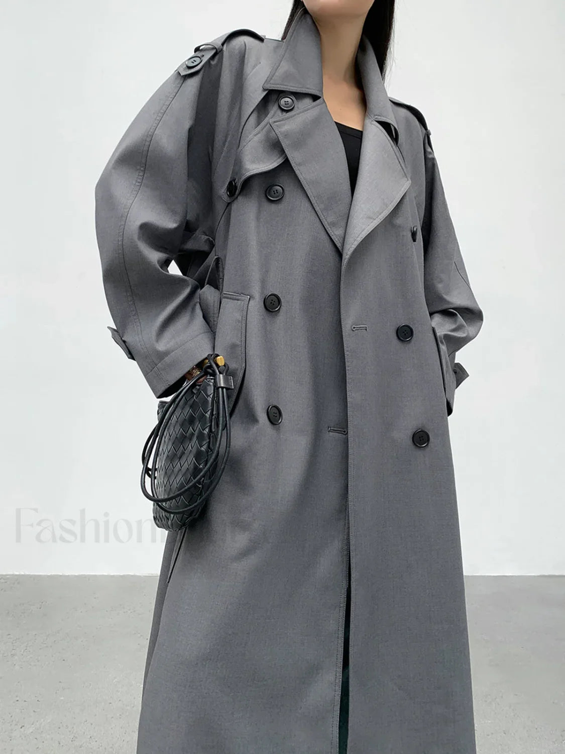 Double Pockets Graceful Longline Trench Coat