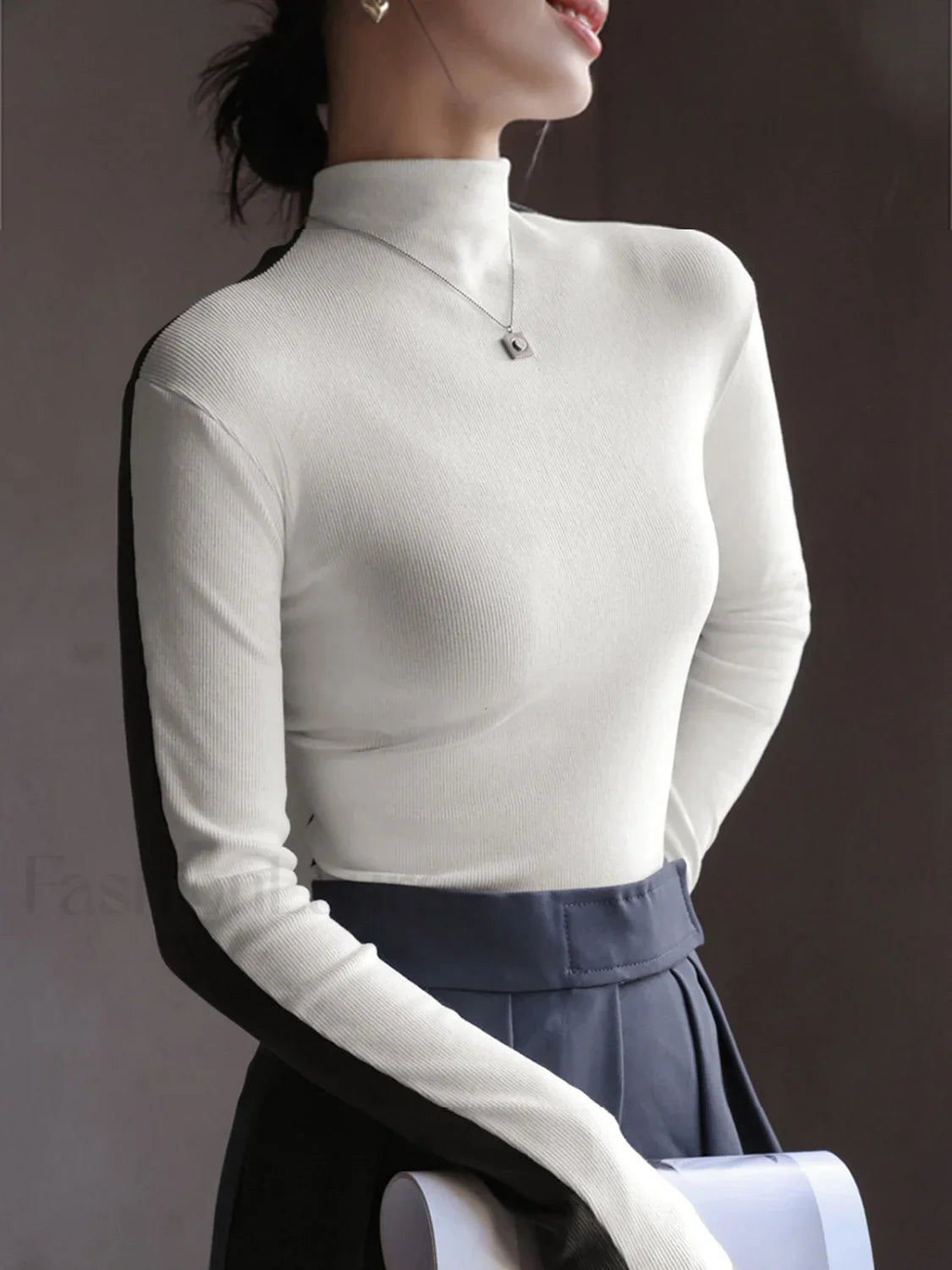 Double Sided Colorblock Long Sleeve Top White / XS T Shirts