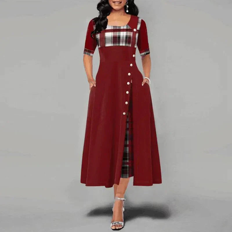 Marisa Aesthetic Long Checked Dress Everyday Luxe Edit