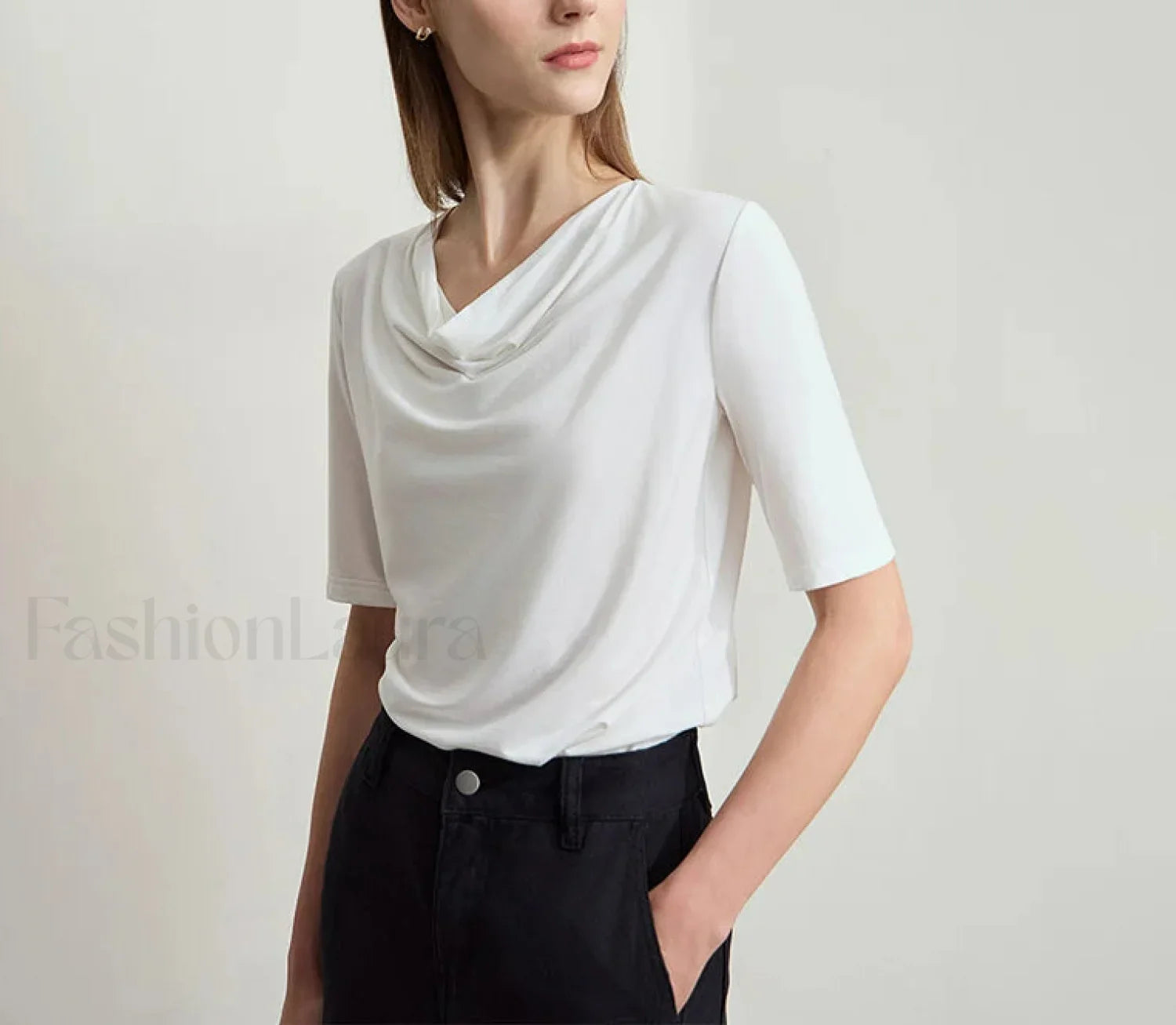 Draped Collar Modal T-Shirt