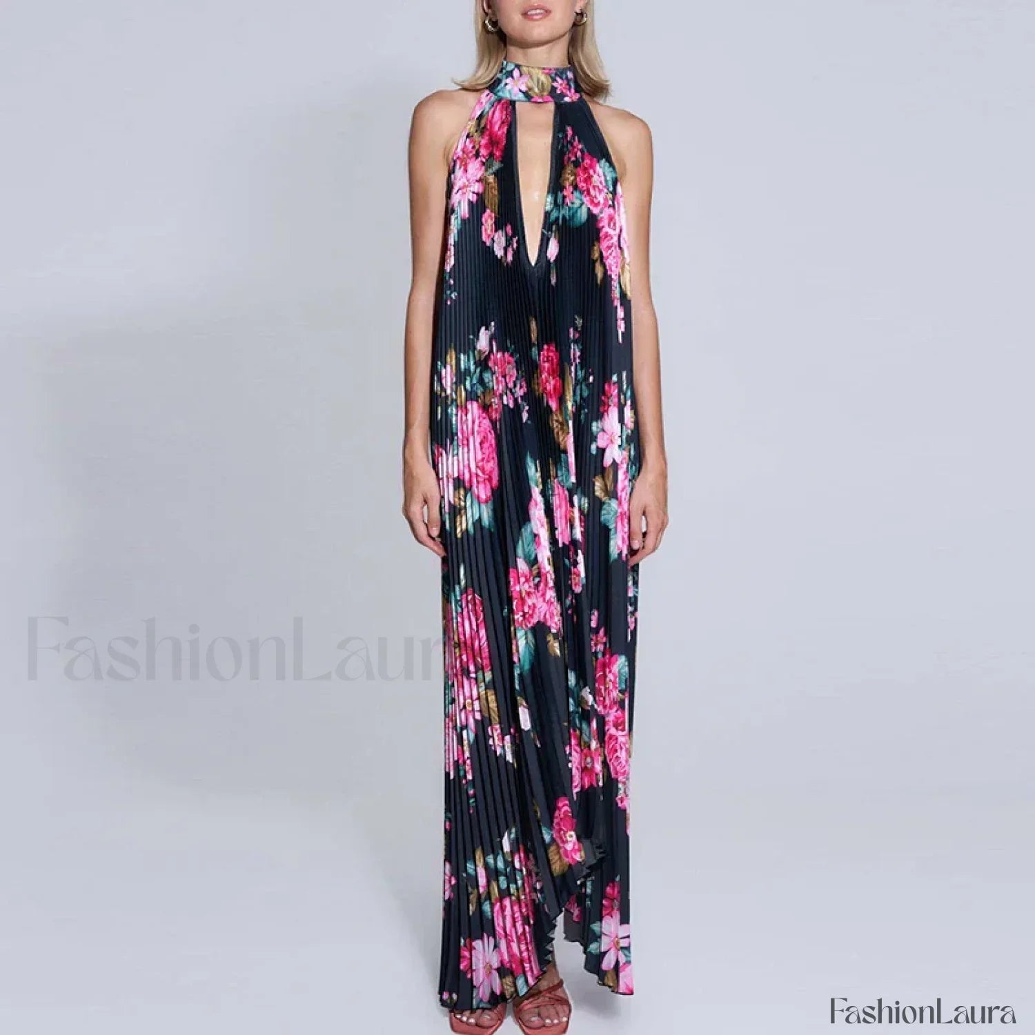 Draped Ethnic Hem Printed Maxi Dress