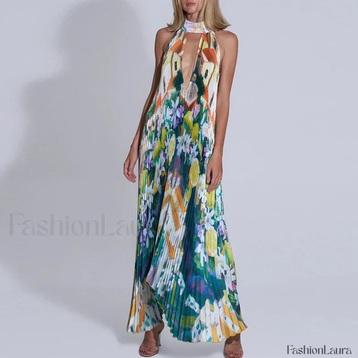 Draped Ethnic Hem Printed Maxi Dress