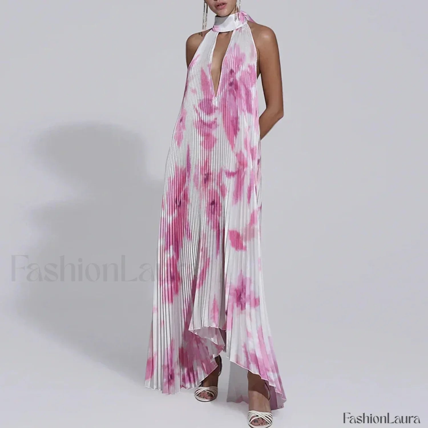 Draped Ethnic Hem Printed Maxi Dress