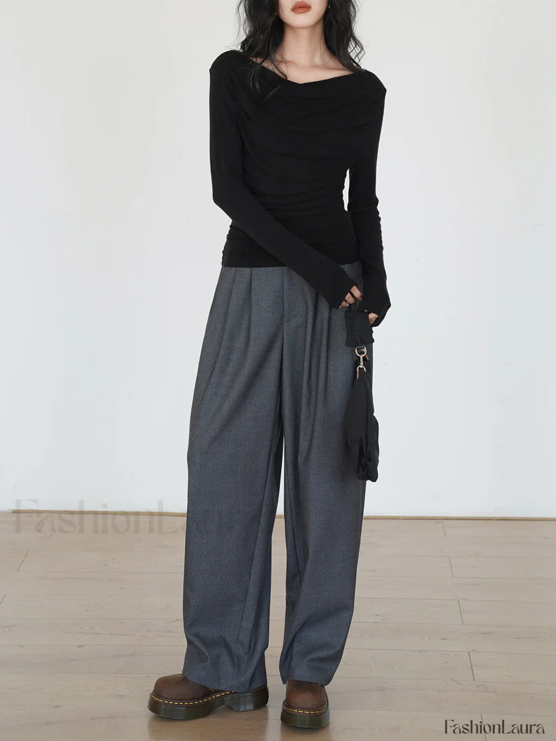 Draped Long Graceful Sleeve Slinky Shirt