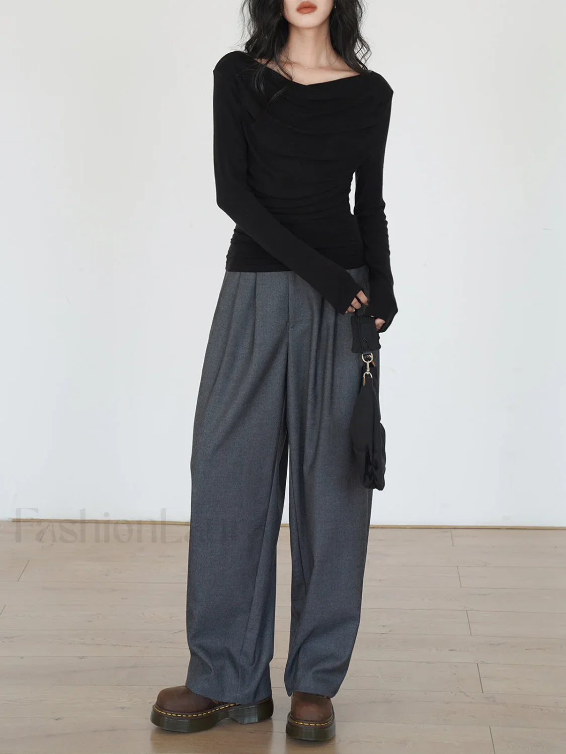 Draped Long Graceful Sleeve Slinky Shirt