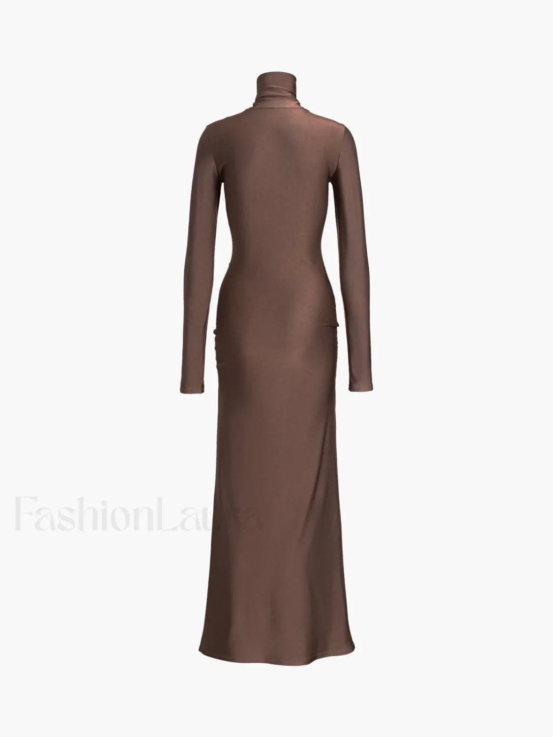 Draped Turtleneck Low Trendy Waist Twist Long Dress