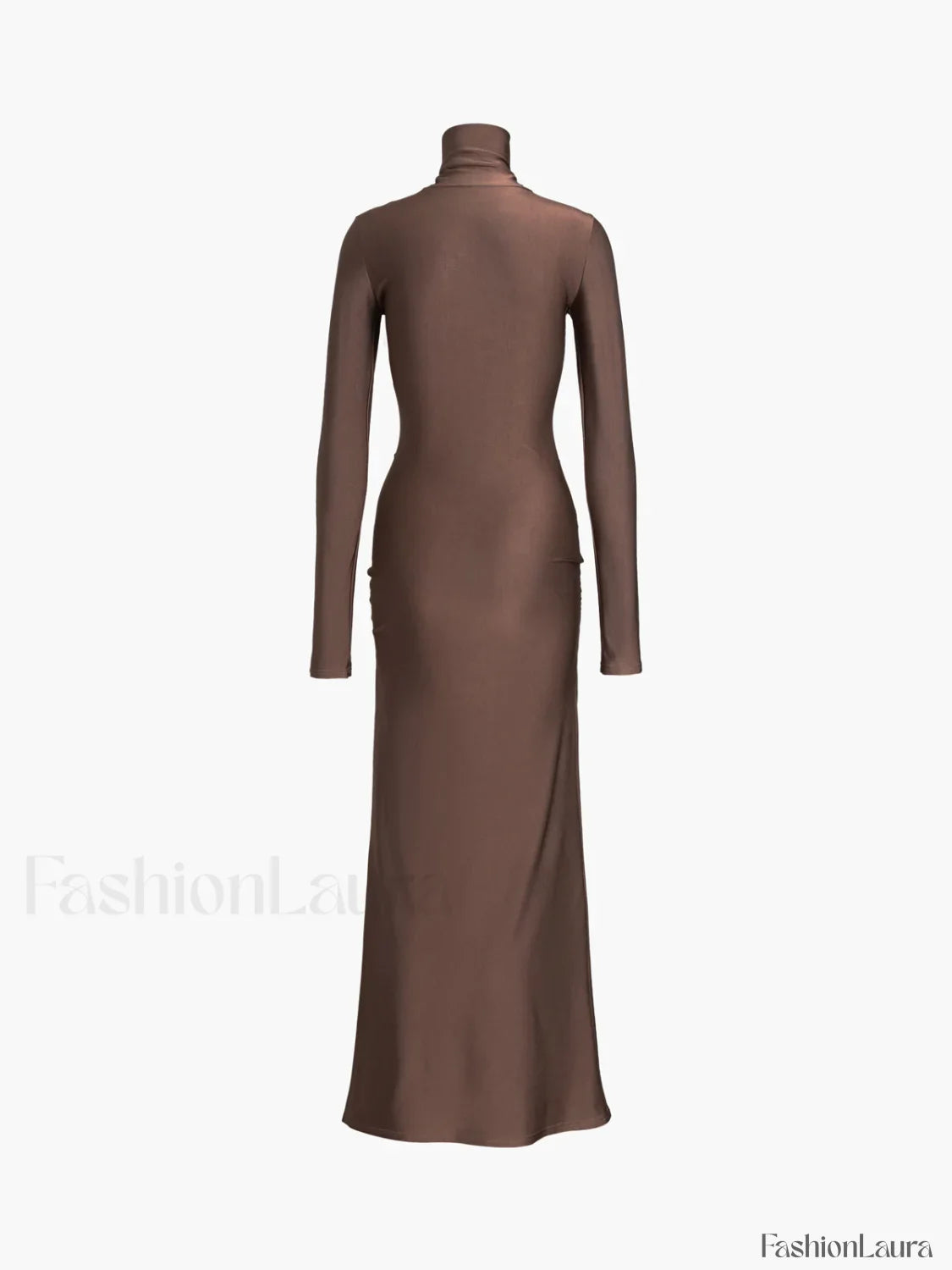 Draped Turtleneck Low Trendy Waist Twist Long Dress