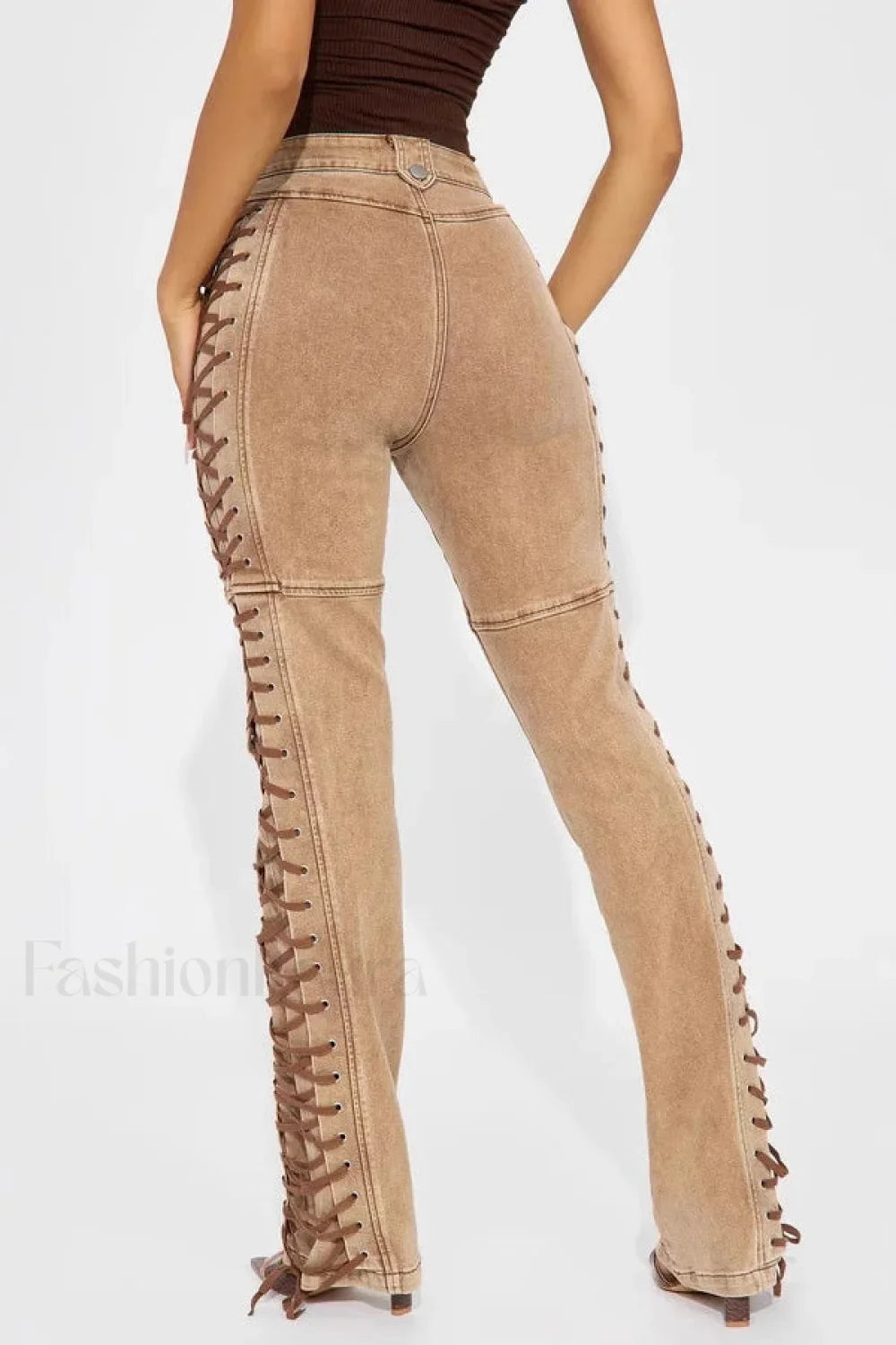 Drawstring Lace Up Denim Jeans