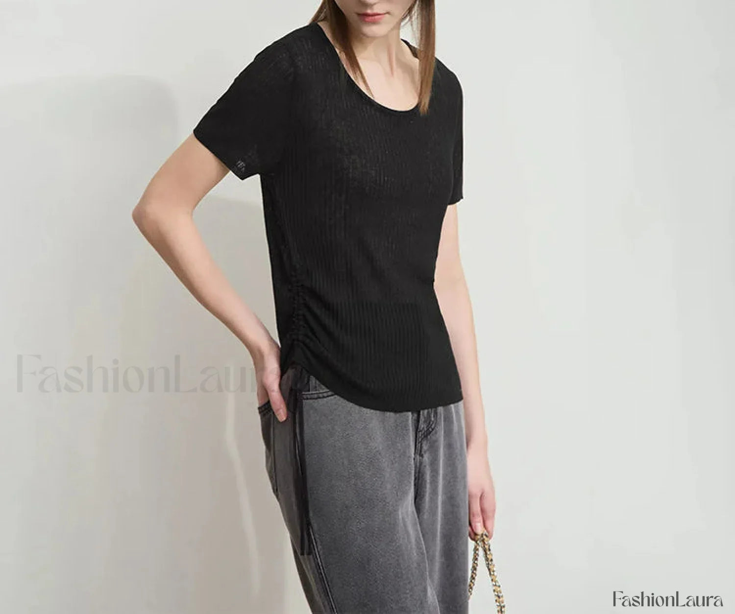 Drawstring Round Neck T-Shirt