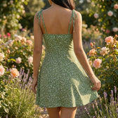 Floral Square Neck Fit and Flare Mini Dress Summer 12