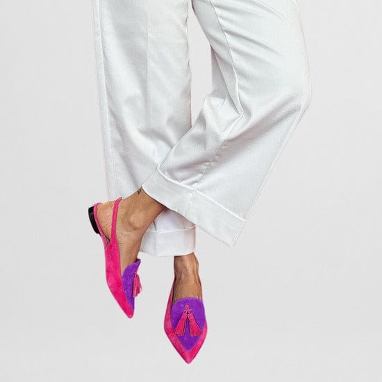 Pointed Toe Tassel Slingback Flats 6