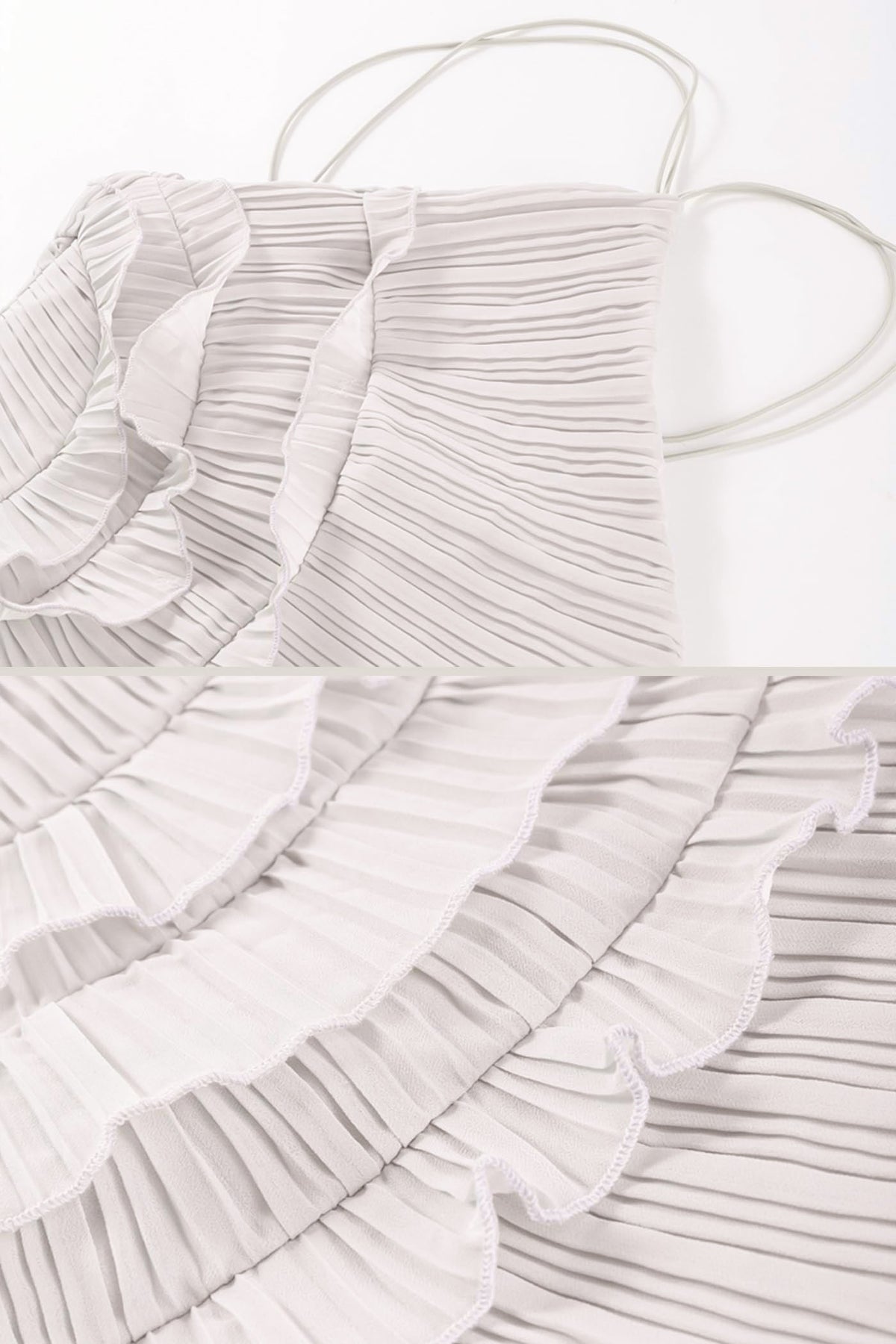 Pleated Halter Neck Cascading Ruffle High Split Maxi Dress 13