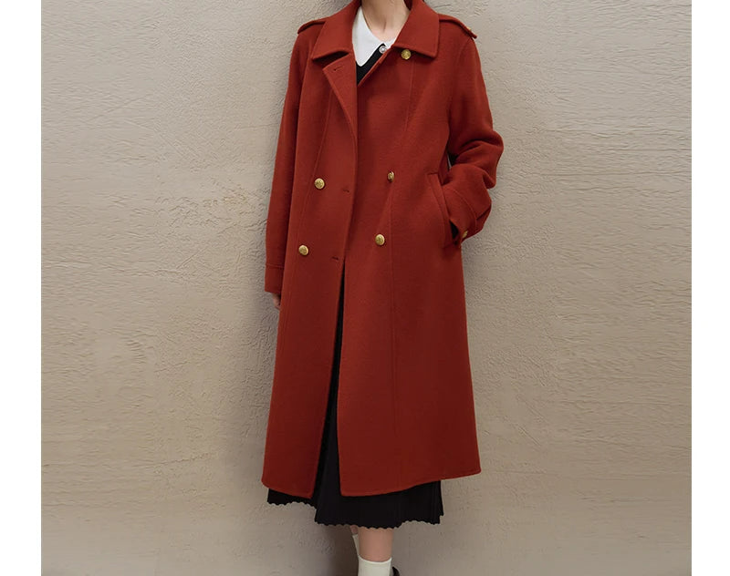 Wool Look Epaulette Shoulder Button Back Tab Longline Coat 6