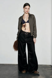Wide-Leg Drapey Jeans