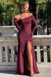 Round Neck Asymmetrical Sheath Prom Dress