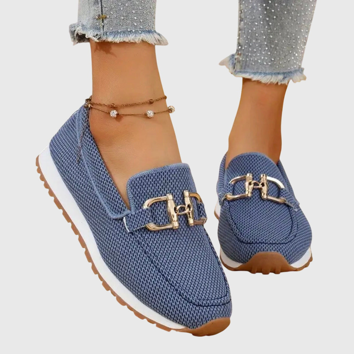 Horsebit Knit Slip On Platform Loafer Sneakers