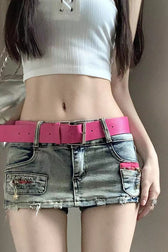 Low Rise A Line Booty Denim Shorts