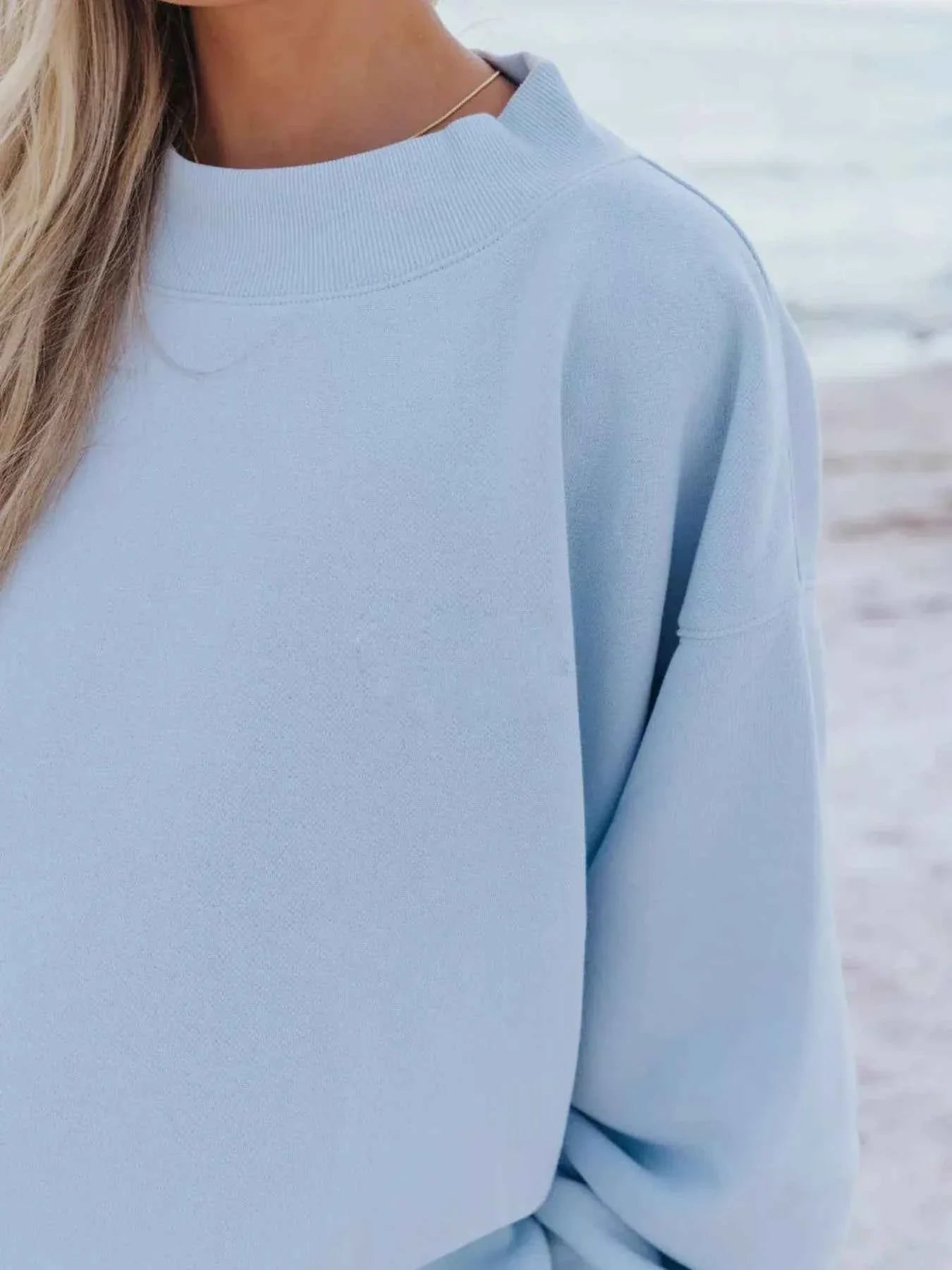 Relaxed Fit Round Neck Sweatshirt and Shorts Set