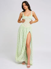 Savannah Meadows Lace Maxi Dress in Green - View 5