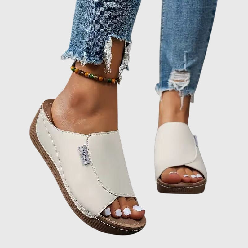 Open Toe Slip On Platform Wedge Sandals