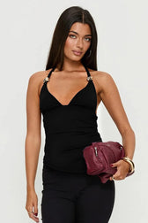 Halter Neck Backless Smocked Cami Top