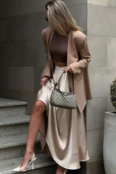 Satin High Waist Circle Maxi Skirt