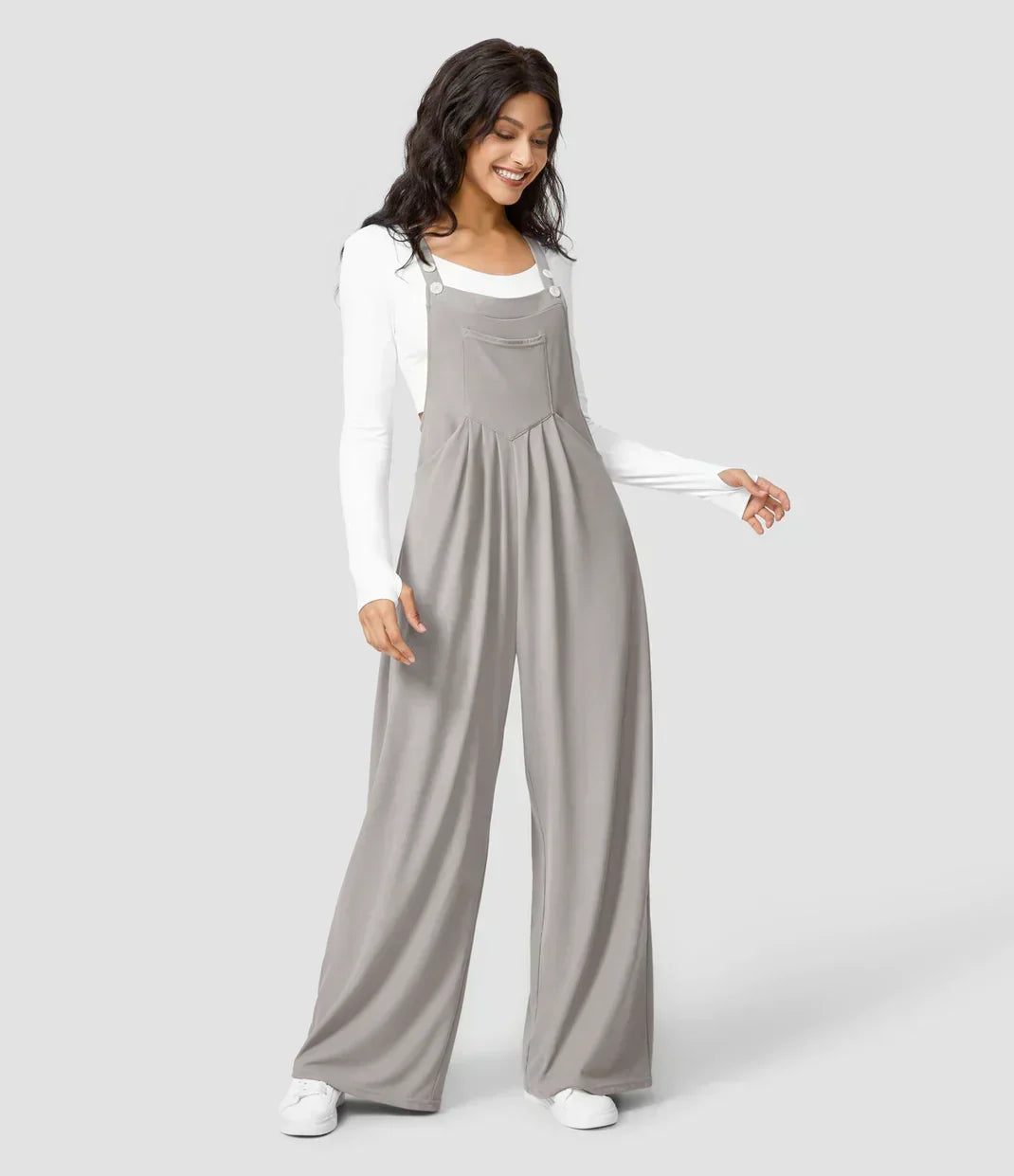 Adjustable Strap Bib Pocket Wide Leg Overall Jumpsuit