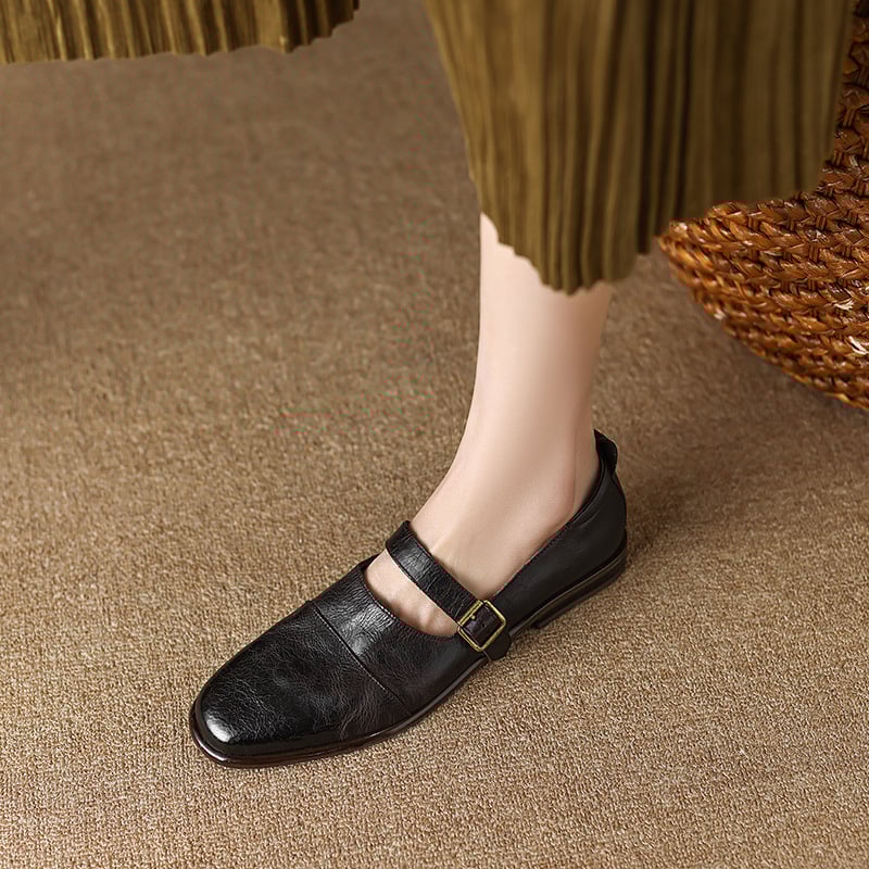 Shantina Round Toe Block Heels Mary Jane Shoes