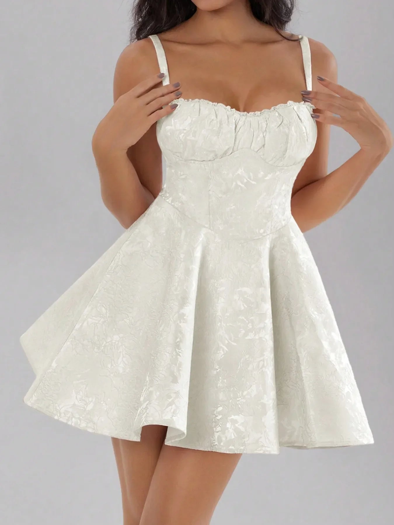 White Bow Back Sweetheart Neck Cami Dress – Elegant Mini Dress for Women White