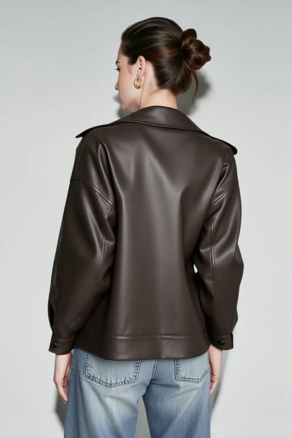 Relaxed Fit Motorcycle Style Jacket