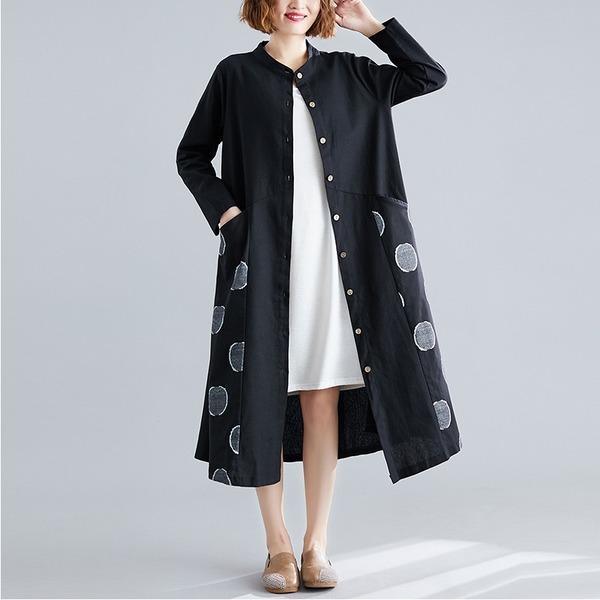 long sleeve cotton linen plus size vintage women casual loose spring autumn shirt dress