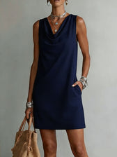 Cowl Neck Sleeveless Pocket Mini Dress 7
