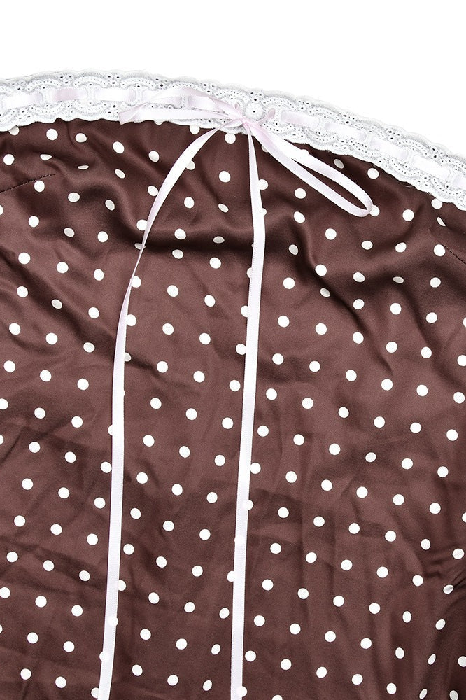 Satin Polka Dot Strapless Backless Maxi Dress 5