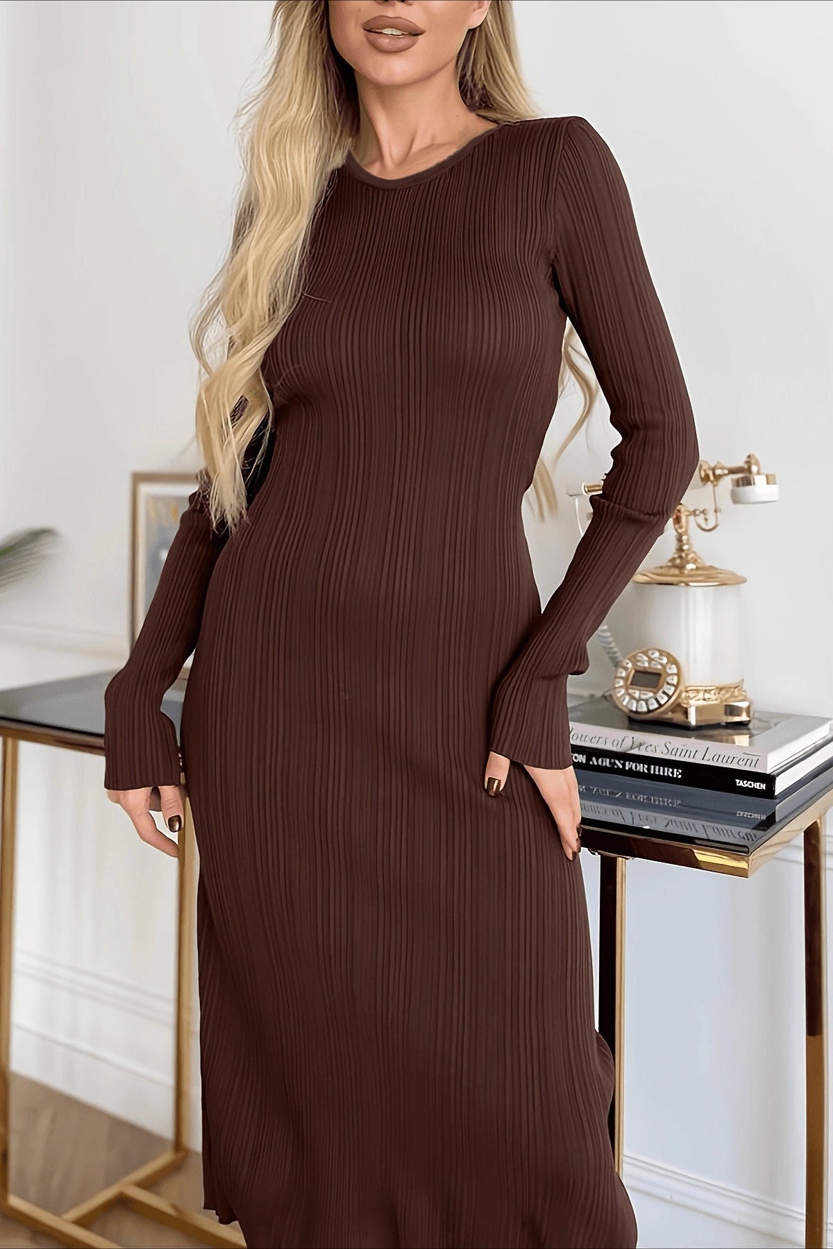 Casual Long Sleeve Knit Sweater Dress