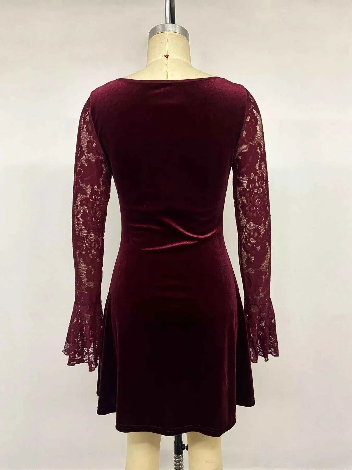 Lace Flare Sleeve Mini Dress