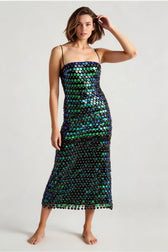 Spicy Girl Beaded Irregular Midi Dress