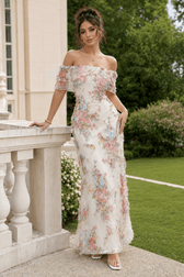 Off Shoulder Bodycon Long Print Floral Dress