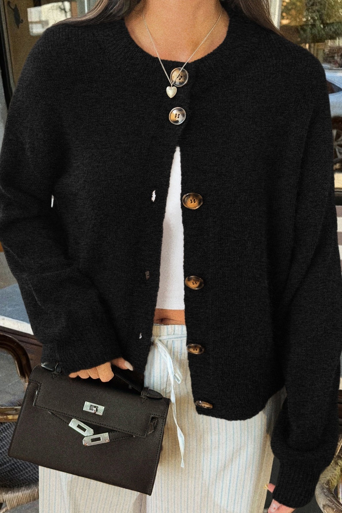 Casual Minimalist Button Front Long Sleeve Coat