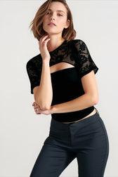 Lace Cutout Flare Sleeve T-shirts