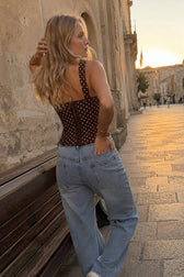 Chic Polka Dot Bustier Sleeveless Tank Top