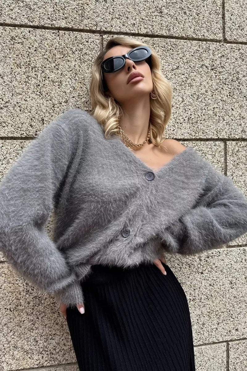 Relaxed V Neck Cardigan