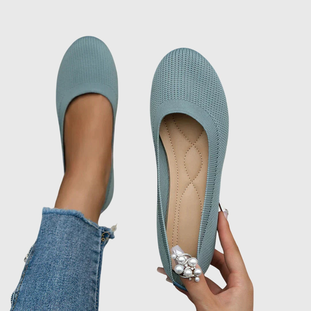 Round Toe Slip On Knit Ballet Flats