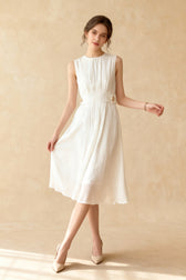 Button Embellished Long Trendy Sleeve Midi Dress