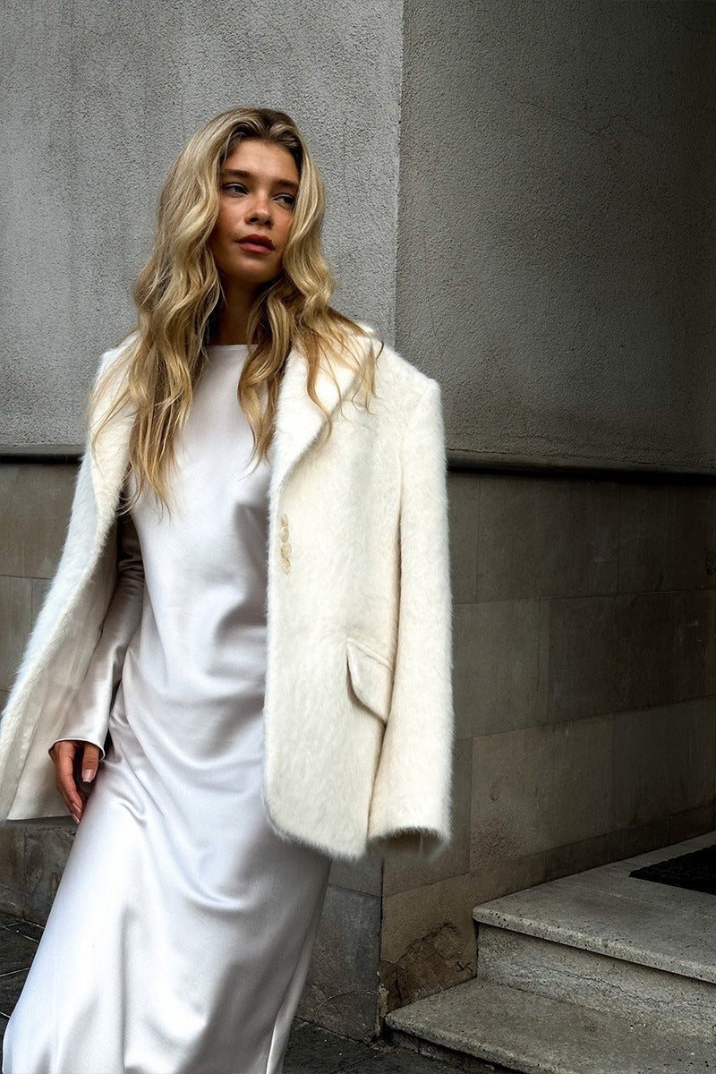 Soft Pile Relaxed Fit Lapel Blazer