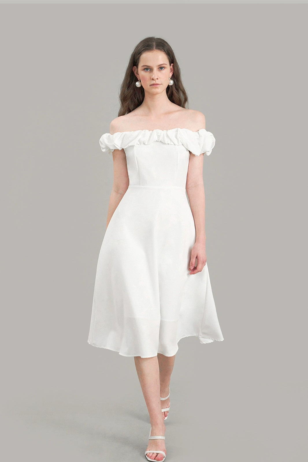 Satin Ruched Off-the-shoulder Cocktail Dress - View 5